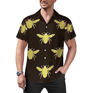 Golden Bee Casual overhemd voor heren, met knopen, korte mouwen, Cubaanse kraag, T-shirts, tops, Hawaiiaans T-shirt, 4XL