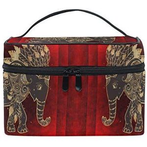 Rode olifant kunst cosmetische tas organizer rits make-up tassen zakje toilettas voor meisjes vrouwen