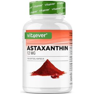 Astaxanthine 12 mg - 150 softgelcapsules (10 maanden voorraad) - Premium: echte astaxanthine uit pure Haematococcus pluvialis-microalg – Geoptimaliseerd met vitamine E & olijfolie