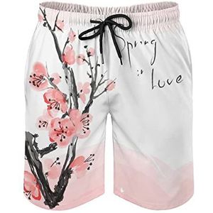 Japanse kersenbloesem heren zwembroek bedrukt board shorts strand shorts badmode badpakken met zakken 2XL