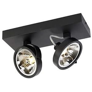 QAZQA - Modern Design spot zwart verstelbaar 2-lichts - Go | Woonkamer | Slaapkamer | Keuken - Aluminium Rechthoekig - G9 Geschikt voor LED - Max. 2 x 3 Watt