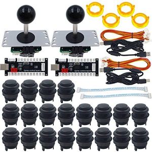 SJ@JX 2 Player Arcade Game Controller DIY Kit Matt Frosted Microswitch Button Twins USB Encoder Zero Delay 4&8 Way Arcade Fighting Joystick Controller for PC MAME Respberry Pi Retropie