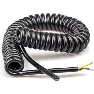 Intrekbaar verlengsnoer, Opgerolde kabel 2 kernen spiraal uitbreidbaar draad 24AWG 20AWG 17AWG 14AWG zwart netsnoer,5 meter 7, veer telescopische intrekbare spoel(2 Core 24awg,Line length 5 meter)