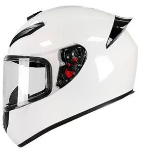 Full Face Motorhelm met Dubbele Achtervleugels DOT Gecertificeerd - Lichtgewicht en Duurzame Volwassen Motorfiets Straat Fietshelm (Gele lijnen, M)(White,Medium)