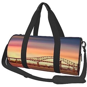 Newark Bay Bridge en Sunset Travel Duffel Bag Gym Tote Bag Lichtgewicht Bagage Tas voor Weekender Sport Vakantie, Zwart, Eén maat