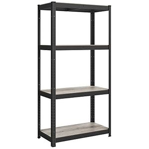 SONGMICS Staande boekenkast, opbergrek, 4 planken, verstelbaar, 40 x 80 x 160 cm, belastbaar tot 520 kg, voor keuken, woonkamer, greige-zwart GLR044B21