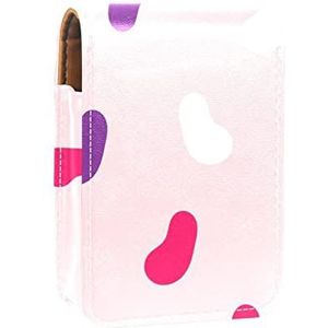 Gepersonaliseerde Lipstick Case Draagbare Make-up Tas Cosmetische Pouch Lippenstift Houder Make-up Organizer Wit Paars Roze Print Roze Achtergrond, Meerkleurig, 9.5x2x7 cm/3.7x0.8x2.7 in