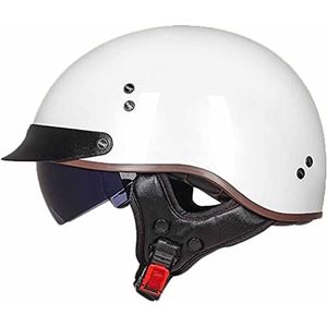 Kcolic Motorhelm Bowl Open Face Classic Sun Vintage - ECE-Goedgekeurde Motorhelm Voor Alle Seizoenen, Scooter Chopper, Halfhelm Voor Heren En Dames, M=57-58