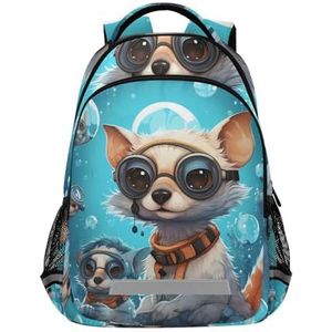 Wzzzsun Leuke puppy van Lemure rugzak kinderen meisjes jongens schoolrugzak met reflectoren daypack reistas voor dames heren, Schattige mode, 29.5 X 17.5 X 42.5 cm