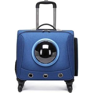 Hondenwandelwagen 4 wielen, 2-in-1 trolley rugzak transporttas op wielen voor honden en katten, huisdier slimme kinderwagen (kleur: blauw)