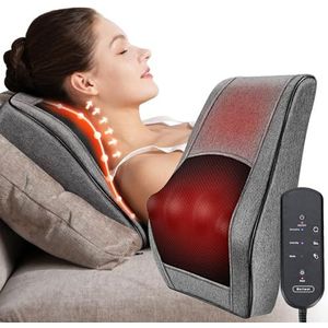 Boriwat Rugmassageapparaat met warmte, nekmassageapparaat voor pijnverlichting diep weefsel, 3D kneder massagekussen voor rug, nek, schouders, benen, geschenken voor vrouwen