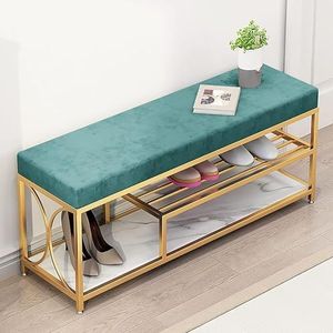 AviiSo Schoenenkast bank comfortabel gestoffeerde schoenenbank, moderne schoenenrek bank voor hal veranda (kleur: groen, maat: 120 x 35 x 45 cm (47 x 14 x 18 inch)