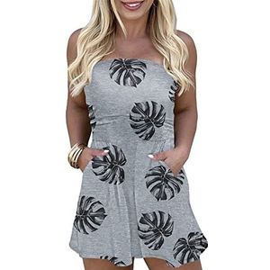 Vrouwen Jumpsuit Rompertjes Hoge Taille Wijde Pijpen Off Shoulder Strapless Zijvak Zomer Jumpsuit (2XL)
