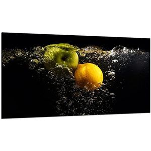 TMK Afdekplaat voor fornuis, 90 x 52 cm, eendelig, glas, elektrisch fornuis, inductie, spatbescherming, glasplaat, decoratie, snijplank, water, fruit