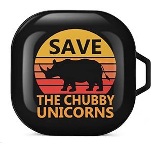 Save The Chubby Unicorns Oordopjes Hoesje Compatibel met Samsung Hard Shell Beschermhoes Zwart-Stijl
