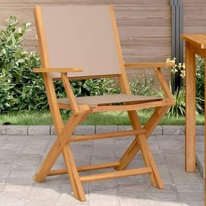 XGWKCNV Buiten Zitten,Outdoor Stoelen,Tuinstoelen 2 stks Taupe Massief Hout Acacia en Stof