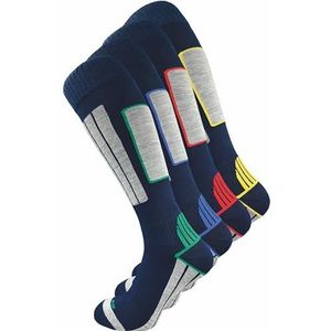 GAWILO Skisokken voor heren met bekleding (verpakking van 4) 20% warme wol, blauw, 47/50 EU