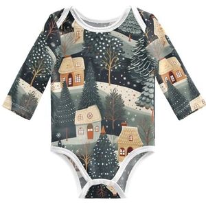 KAAVIYO Kerstkunst Sneeuwbomen Baby Body Lange Mouwen Katoen Bodysuit voor Neutrale Pasgeborenen 3-24 maanden, Patroon., 6 Maanden