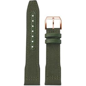 For IWC Nylon Horlogeband for Grote Piloot for Kleine Prins for Mark 18 Nylon Canvas Koeienhuid Heren Horlogeband 20 21 22mm Groene Armband (Color : Army Green RG pin, Size : 21mm)