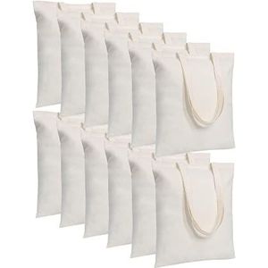 MR.R Sublimatie Blanks 12 Stuks 14''X16'' Beige Herbruikbare Canvas Tote Bag, Lichtgewicht Boodschappentas, Geschenktassen, Boek Tassen voor Heat Transfer Printing