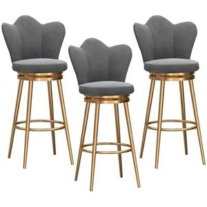 Keukenbarkrukken, draaibare barkrukken set van 3, barkrukken op toonhoogte met lage rug en gouden metalen basis, moderne fluwelen gestoffeerde barstoelen voor keukeneiland, thuis, bar, eetkamer