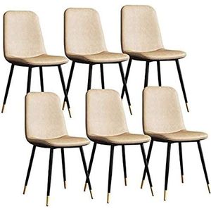 GEIRONV moderne eetkamerstoelen set van 6, for kantoor lounge café thuis kruk met stevige metalen poten pu leer woonkamer keuken stoelen Eetstoelen (Color : Camel, Size : 43x55x82cm)