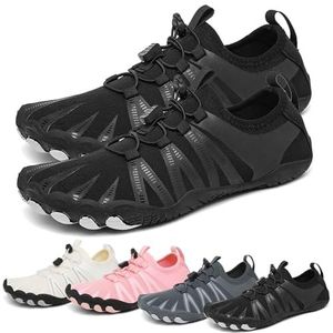 Waterschoenen voor dames en heren, sneldrogend, antislip, ademend, brede teen, aquaschoen, voor strand, zwemmen, wandelen, fitness, gym, outdoorsport, Zwart, 48.5 EU