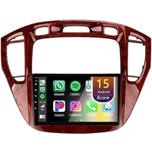 Android Radio voor Toyota Highlander 2001-2007, 9 inch Touchscreen Autoradio met Wireless CarPlay Android Auto Bluetooth WIFI(Brown,8Core(8+256GB))