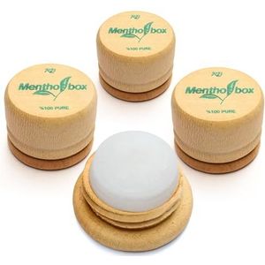 Mentholbox Mentholsteen, mentholbox, migraine, verfrissende en verkoelende menthol-macaron, voor het bestrijden van voorhoofd en nek, menthol spa-massage, zuiver kristalmenthol (3 x 6 g)