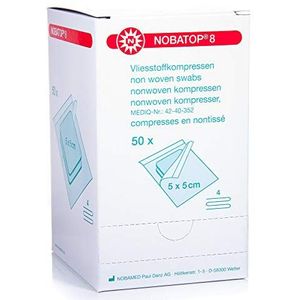 Nobatop gaaskompres nonwoven steriel 4-laags 5x5cm 50x2 stuks