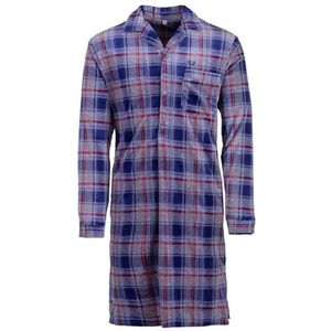 Henry Terre Heren velours nachthemd lange mouwen houthakker-design borstzak knoopsluiting maat M-3XL katoenmix, blauw, 3XL