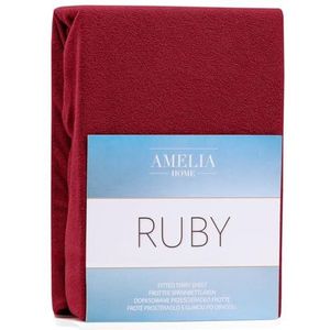 AmeliaHome Hoeslaken 180x200-200x200 cm badstof katoenen hoeslaken, bordeaux