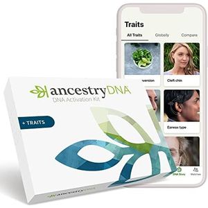 AncestryDNA + genetische trekken: Genetische etniciteit + testen op genetische trekken, AncestryDNA-testkit met meer dan 35 genetische trekken, DNA Ancestry-testkit, genetische testkit