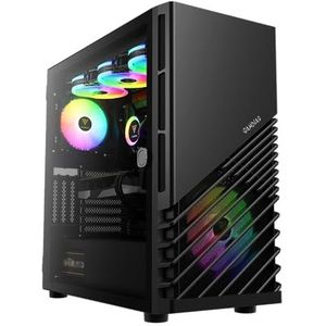 GAMDIAS ARGUS M4 High Airflow gehard glas Mid-Tower ATX behuizing - Twee ventilatoren inbegrepen - Ruim interieur - Ondersteuning Dual 360 Radiator - Zijpaneel - 7+3 Slots GPU Ondersteuning - Past -9X