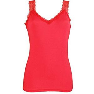 Miss Rouge Top, tanktop met bandjes van kant, Rood, One Size