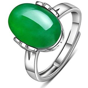 S925 sterling zilveren ring ingelegde eenvoudige natuurlijke smaragdgroene ring verstelbare verlovingsring sieraden