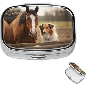 Rechthoekige pillendoos met pillendoos met 3 compartimenten om Collie hond en paard te organiseren, kleine pillendoos, waterdicht, klein pillendoosje voor op reis, pillencontainers voor