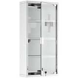 HOMCOM medicijnkastje medicijnkastje EHBO kast met slot RVS 30 x 12 x 60 cm