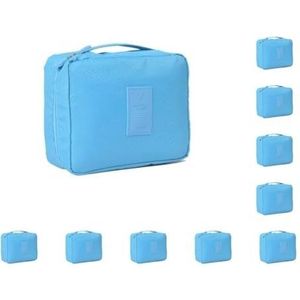 Cosmetische Opbergtas Waterdichte Grote Capaciteit Draagtas Toiletartikelen Pouch Case Thuis Make-up Wassen Pocket Vrouwen Meisjes Rode Wijn, 10 Set (azuur), as description, als beschrijving