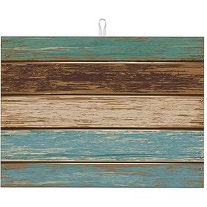 Rustiek houten patroon, afwasmatten, absorberende afdruiprek mat voor aanrecht gootsteen mat droogpad 41 x 46 cm