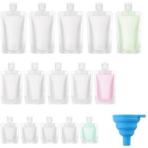 Zosenyer Reiseflasjes Set, 15 Stuks Herbruikbare Reismatige Containers Met 30ml/50ml/100ml, Doorzichtige Plastic Zakjes, Lekbestendige Containers Voor Vloeistoffen, Travel Essentials