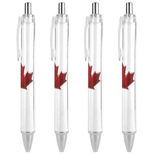 Rode Canada Vlag Esdoornblad Balpennen Blauwe Inkt Rolling Balpen Gladde Schrijven Pen Voor Kantoor School 4 STKS