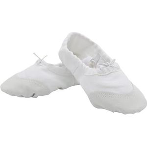 Balletschoenen, Platte canvas balletschoenen, Balletoefeningschoenen met zachte zool, Gymnastiekschoenen for dames, Balletoefening (Color : White, Size : 33)