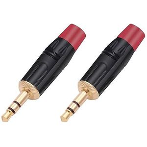 2 stuks 3,5 mm 3 pole stereo stekkers solderen 3 pins 3,5 mm stereo stekker DIY hoofdtelefoon jack draadstekker (kleur: rood)