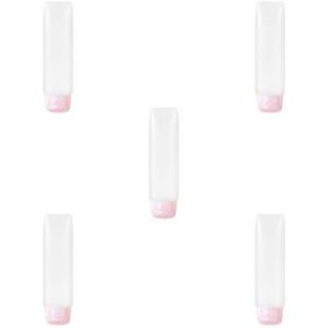 5 Set Reizen Squeeze Fles Douchegel Tandpasta Container Hervulbare Lekvrije Pocket Knijpbare Dispenser Buis Accessoires 50ML Roze