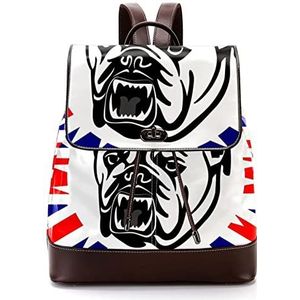 Hond Bulldog Engeland vlag gepersonaliseerde schooltassen boekentassen voor tiener, Meerkleurig, 27x12.3x32cm, Rugzak Rugzakken