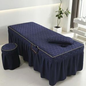 Blue/a,70x185cm(S),LDLCYCN Massagetafel Bedrok Met Gezichtsgat Spa Massage Bed Hoes Met Rok Schoonheidssalon Massage Matrashoes Sprei Ademende Beauty Bed Rok Vierkant Rond Hoofd