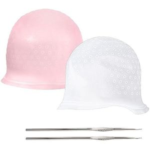 VIKSAUN 2 stuks siliconen highlight cap kit markeren dop met gaten al in siliconen herbruikbare schoonheidssalon glazuur caps voor markeren haar voor vrouwen meisjes verven haar (2 stuks)