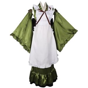 Toekomstige beginnersjurk Cosplay-kostuum, Schortstijl Uniform Outfit Dames Halloween Carnaval Verjaardagsfeestje Cadeaus (Color : Green, Size : L)