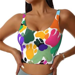 Kleurrijke Hond Poot Print Casual Wear Vrouwen Sport Vest Yoga Vest Workout Vest Voor Vrouwen Lichtgewicht Trendy, Zwart, S